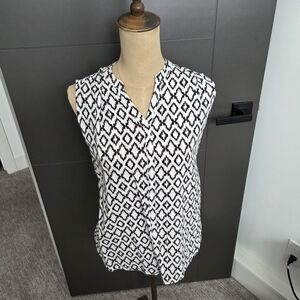 Nicole MILLER Sleeveless Black and White Geometric Women's Top